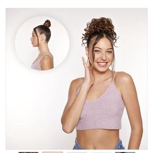 Insert Name Here, Cami curled clip in bun in Mixed Brown